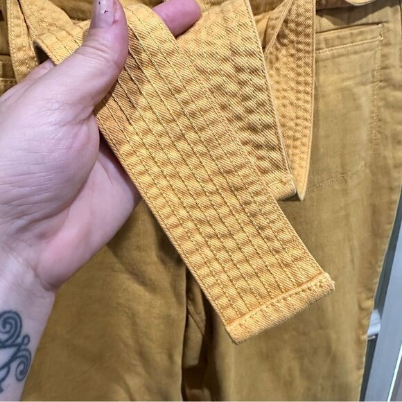 LOFT Mustard Yellow Belted Cropped Pants – Size 12 - Picture 3 of 8
